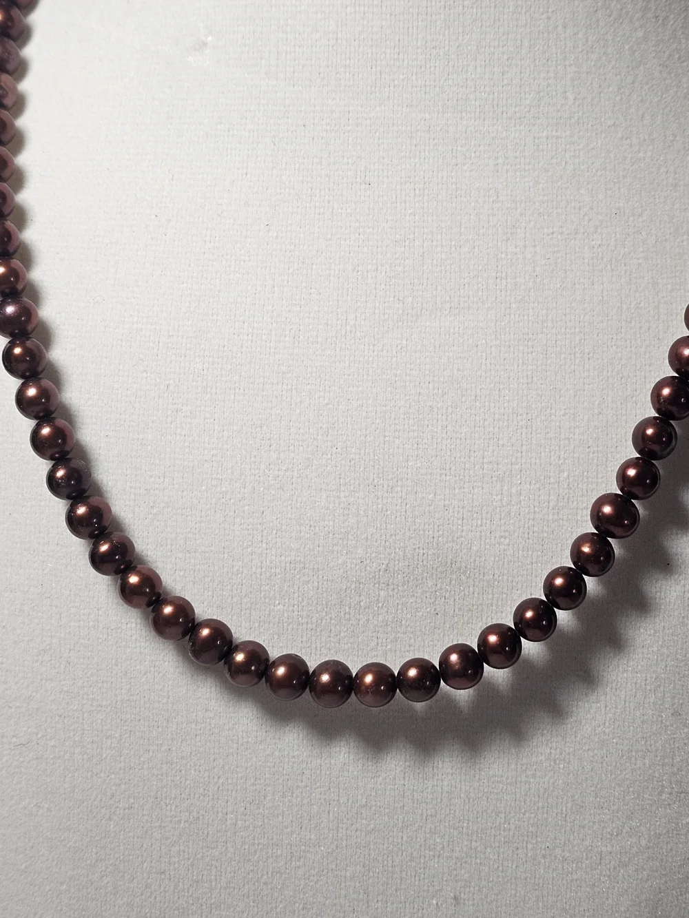 10k Gold Brown Pearl Bead Necklace - 17¾in Length